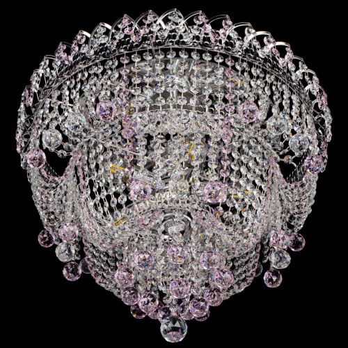 Люстра Водопад Софья розовая в Подольске Гусь Хрустальный