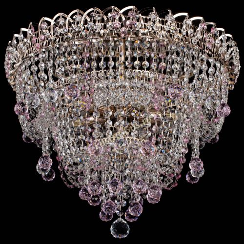 Люстра Водопад Софья розовая в Подольске Гусь Хрустальный