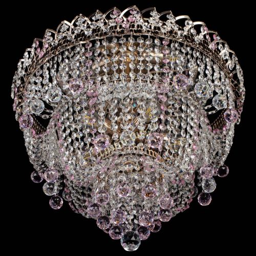 Люстра Водопад Софья розовая в Подольске Гусь Хрустальный