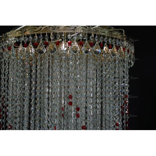 Люстра Вьюга длинная красная в Подольске Гусь Хрустальный
