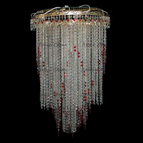 Люстра Вьюга длинная красная в Подольске Гусь Хрустальный