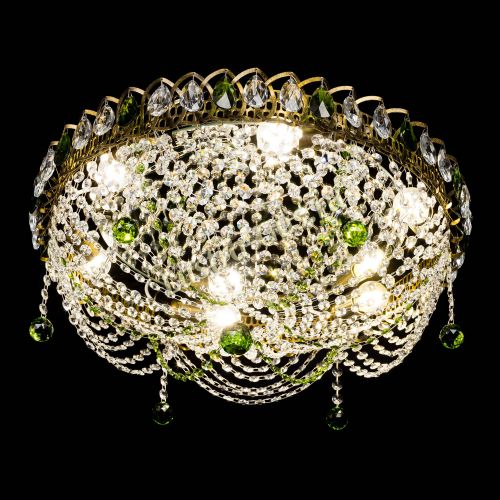 Люстра Жасмин №1 под бронзу зеленая в Подольске Гусь Хрустальный
