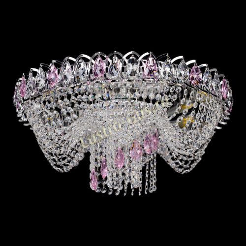 Люстра Жасмин Каскад розовый в Подольске Гусь Хрустальный